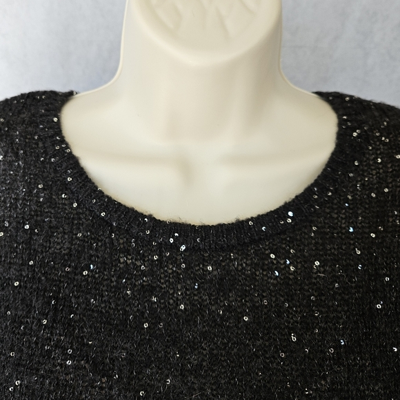 Ann Taylor Black Sequin 3/4 Sleeve Sweater - Picture 3 of 10
